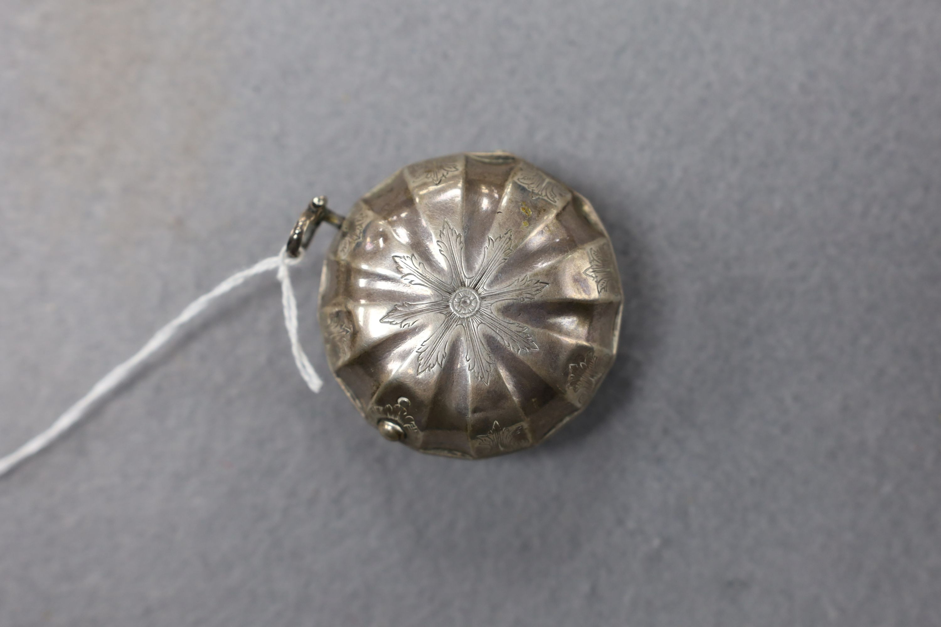 An 18th century white metal pair cased keywind verge pocket watch, by Isaac Soret, cased diameter 51mm